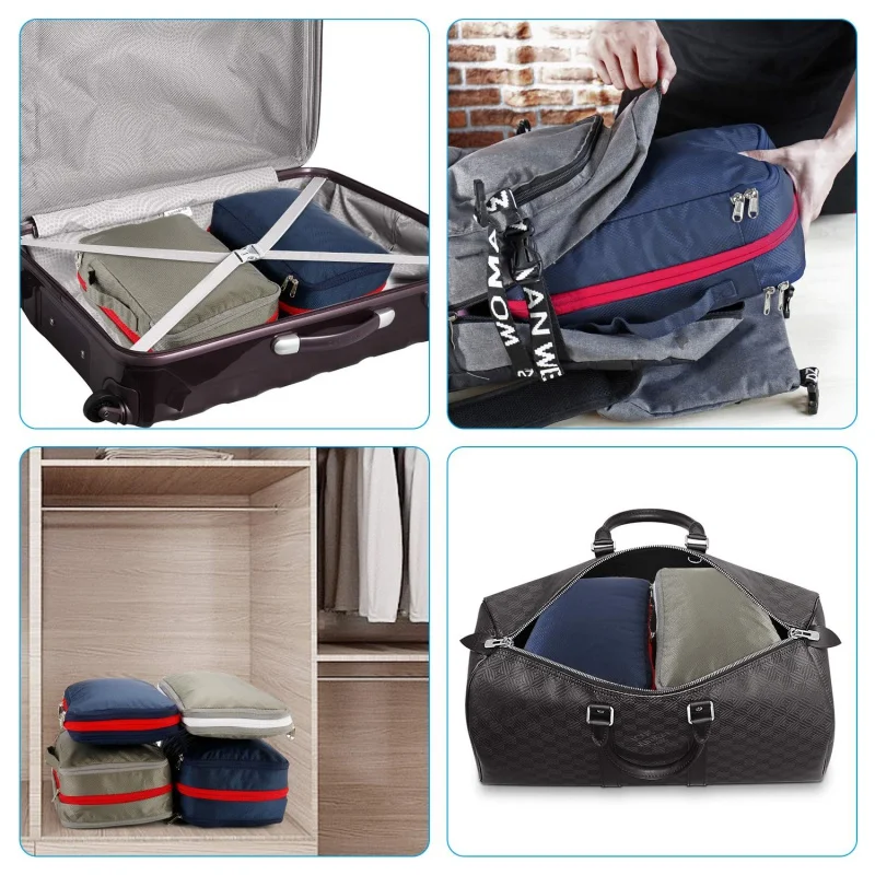 3Pcs Travel Packing Cubes Compression Packing Clothes Storage Bag Large Capacity Travel Waterproof Cube Zip Storage Bag