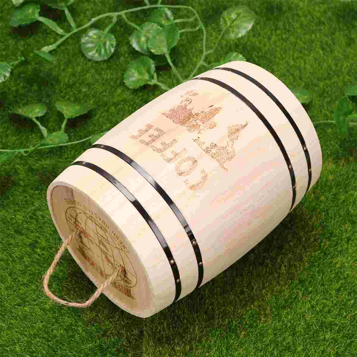

Pen Woodenorganizer Holder Desk Wood Cask Container Cup Pot Desktop Ornamentstorage Jars Brush Lid Coffeebean Cylinders Shape
