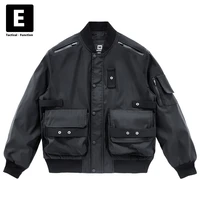 multi pocket cargo jacket men streetwear bomber jackets coats black tactics techwear fashion casual baseball jacket male