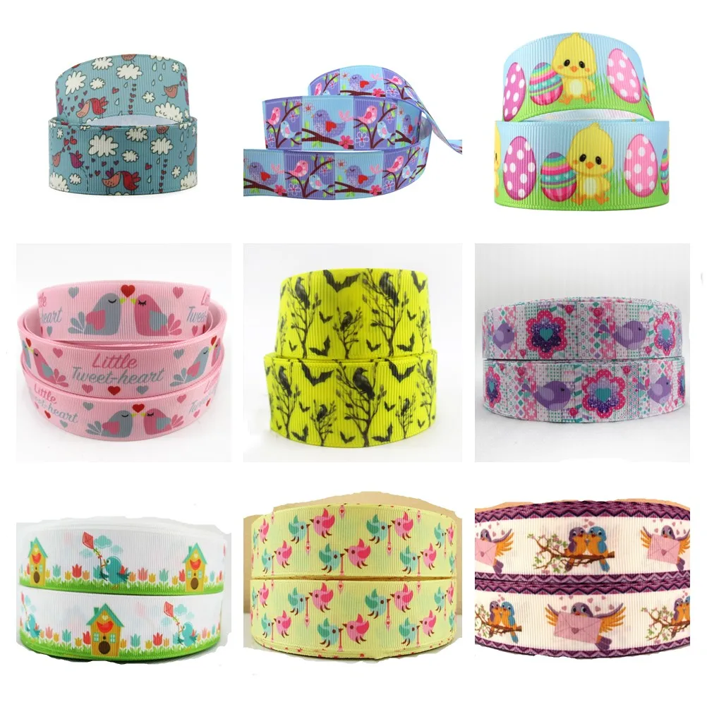 

5 ярдов, 1 дюйм, 25 мм, Цветочная, с принтом птиц, корсажная лента, «сделай сам», бант, рукоделие, свадебное украшение, материалы для упаковки под...