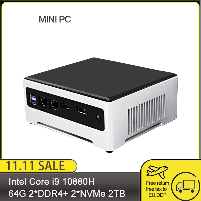 

Высококачественный игровой мини-ПК 10-го поколения Intel i7 10750H 2 * DDR4 64 Гб 2 * M.2 SSD стандартный настольный игровой компьютер Windows10 Pro AC WIFI BT