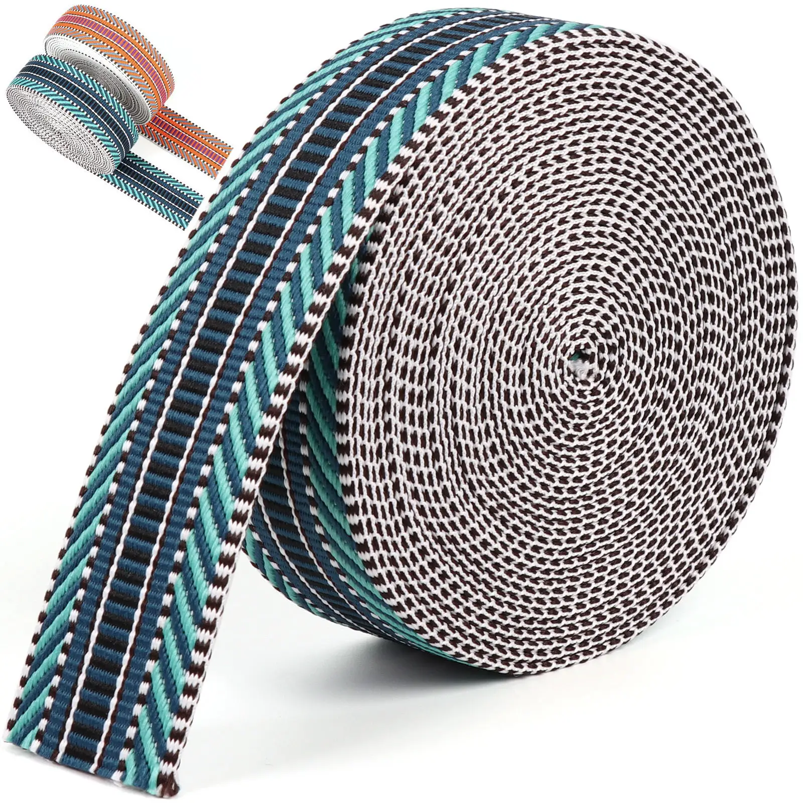 6 Yards 38mm Colorful Striped Cotton Webbing for Bag Purse Straps Embroidered Belt Shoulder Straps Ethnic Straps
