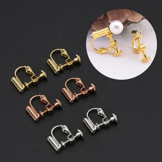 80pcs premium Adjustable brass Screwback Clip-On Earrings silver gold  bronze Clip On Screw Back Earring Findings mixed colors - AliExpress