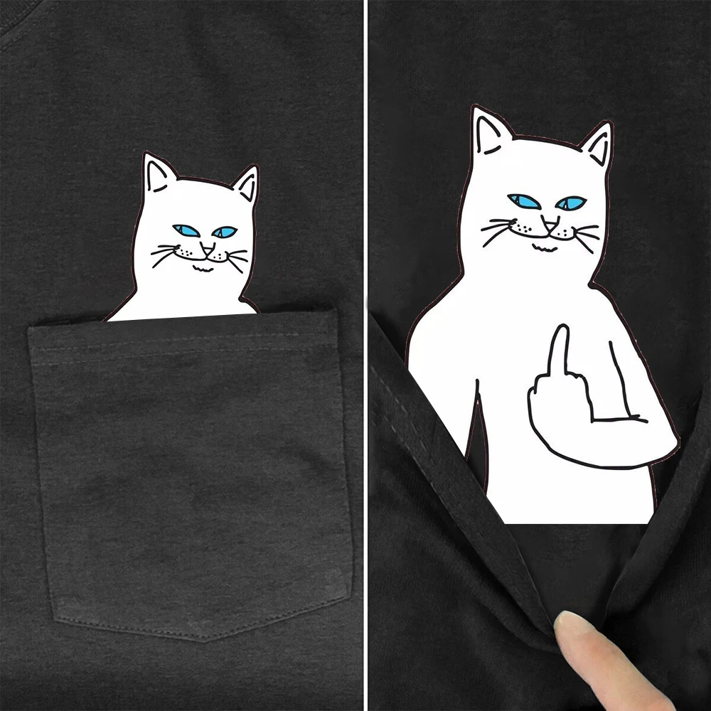 

Новинка, модная футболка CLOOCL с карманом в виде кошки и животных, Забавный нагрудный принт, мужская и женская летняя хлопковая футболка с коротким рукавом, женская футболка