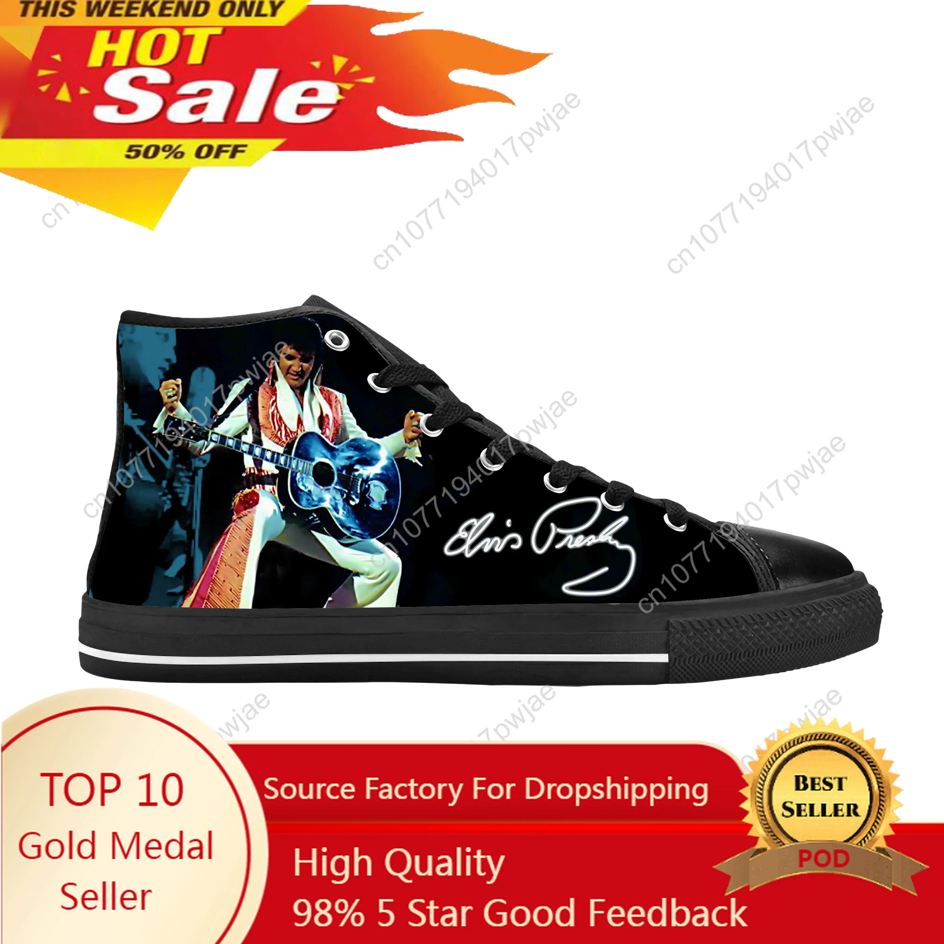 

The King Elvis Aaron Presley Rock Star Music Cool Casual Cloth Shoes High Top Comfortable Breathable 3D Print Men Women Sneakers