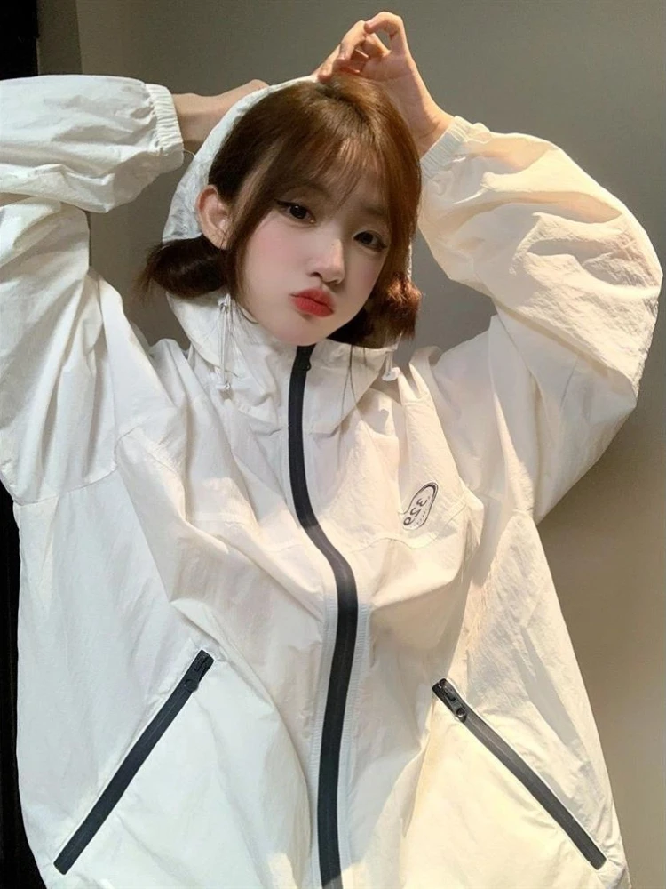 Y2K белое прозрачное пальто для женщин на весну и лето тонкая легкая спортивная