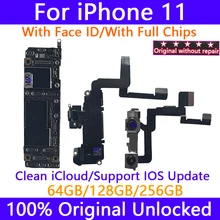 Original For iPhone 11 NO/With Face ID Unlocked Free iCloud Motherboard With IOS System Update logic board For iphone11 