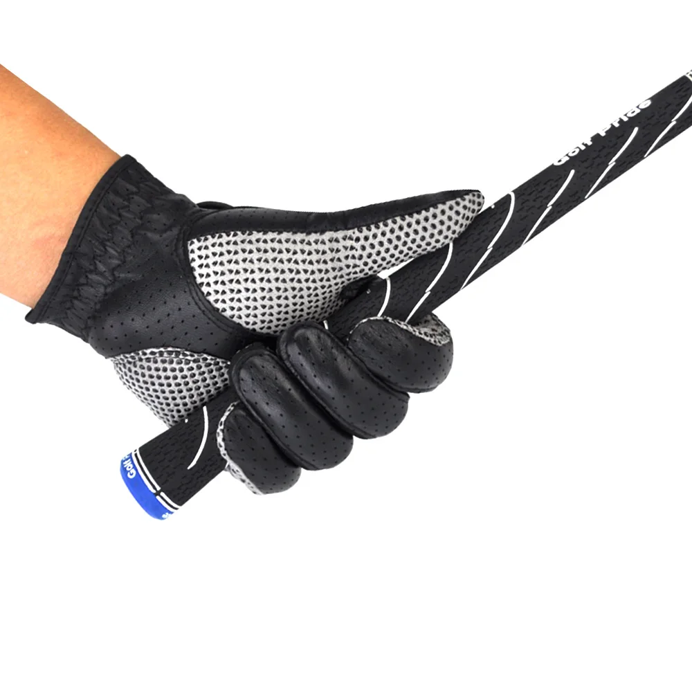 1Pair Men's Golf Gloves Soft Leather Sheepskin Left Right Hand Sport Grip Gloves Anti-skid Beginner Practice Golf Accessories