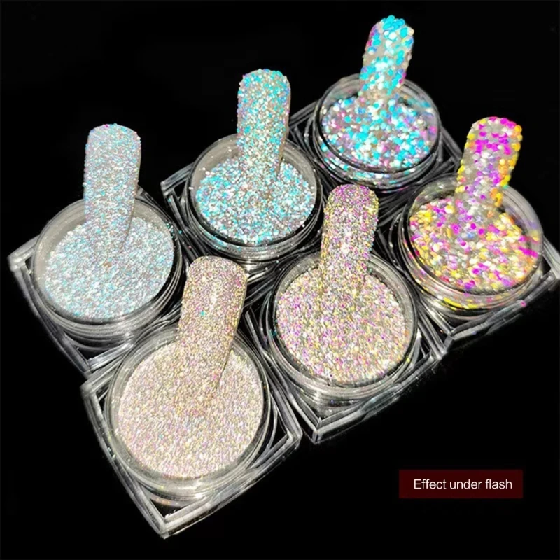 

6 коробок блеска для ногтей DIY маникюр Дизайн ногтей смешанные переливающиеся блески блестки хлопья для ногтевого дизайна украшения