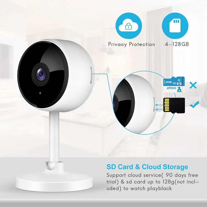 

Home Security Camera 1080P Indoor Wifi Surveillance IP Camera With Night Vision 2-Way Audio Human Motion Detection