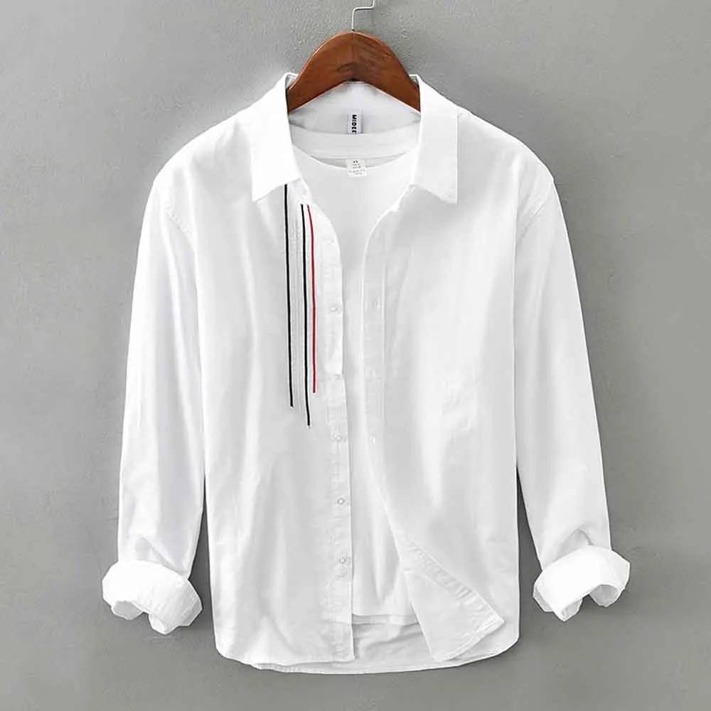 Plus Size 3XL-M Long Sleeve Striped Shirts Men Clothing Simple Slim Fit Business Casual Office Blouse Homme Hot Sale Cotton