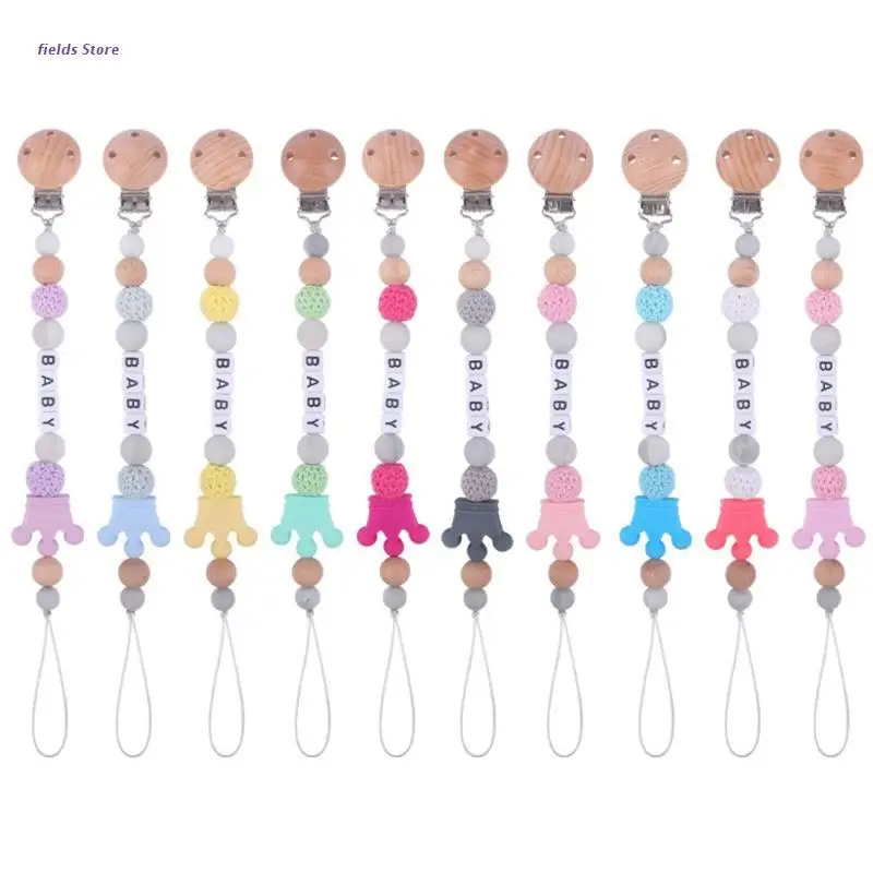 

Hanging Clip Teether Holder for Pacifier Storage Cute Crown Teether for Infant