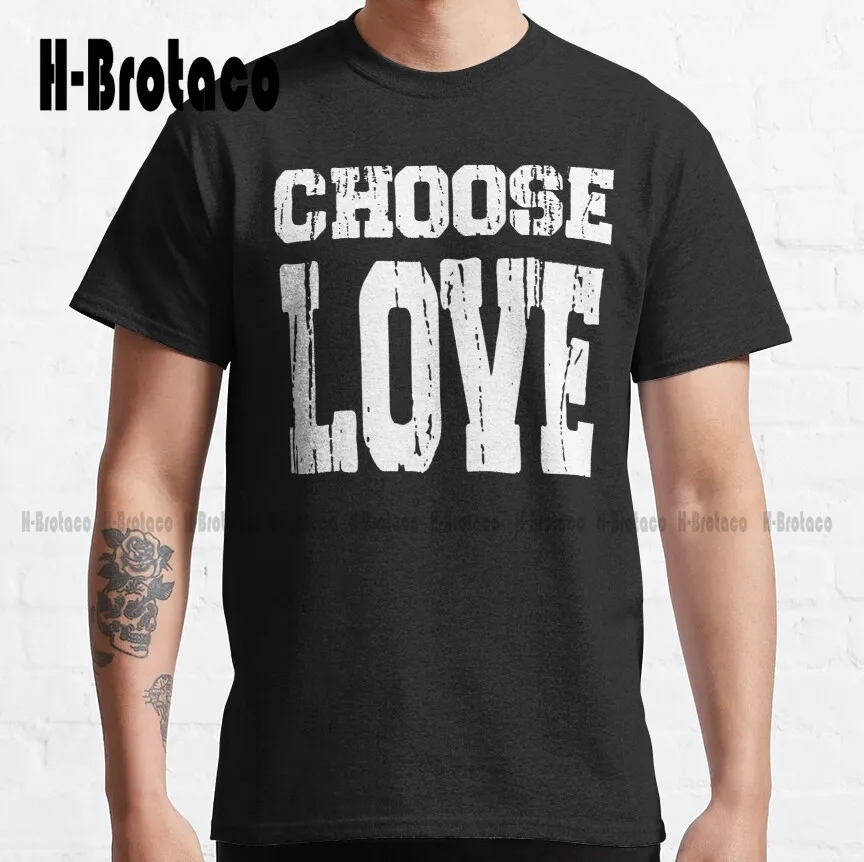 

Классическая мужская футболка Choose Love, спортивные рубашки, хлопковая уличная простая винтажная Повседневная футболка, модная рубашка, лето