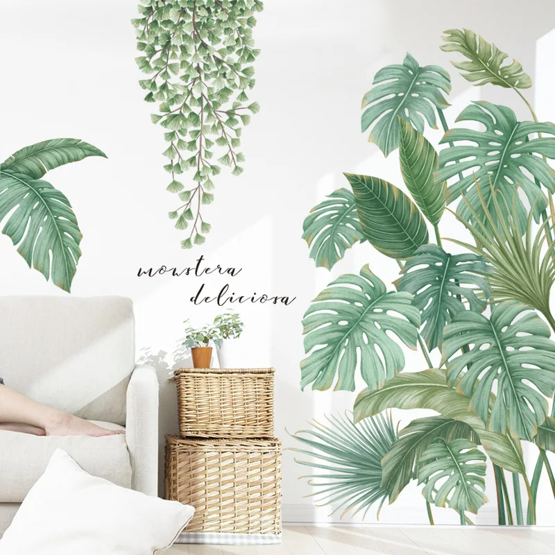 

Green Leaves Wall Stickers for Bedroom Living Room Dining Room Kitchen Kids Room DIY Vinyl Wall Decals Door Murals Home Decor