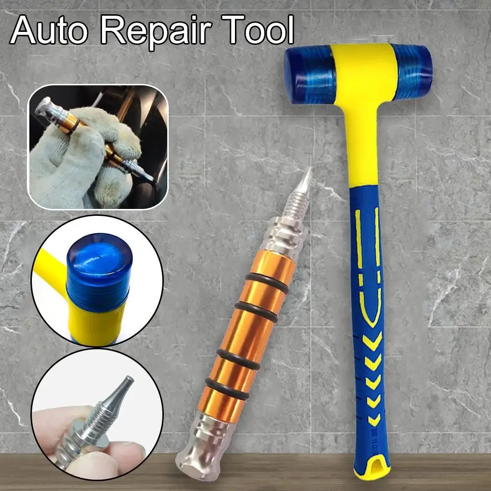 

Paintless Dent Repair Tool Titanium Alloy Pen with Three Heads Kit Dent Repair Tools M8 Screw Metal Repair Tool Kit Hammer