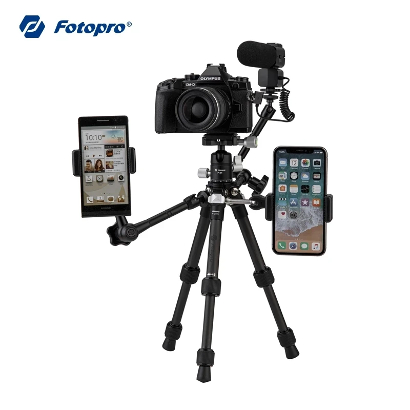 

Fotopro P-2 MINI Carbon Fiber Tripod Portable Desktop Stand for Mobile Phone SLR Mirrorless System Camera Selfie Live Bracket