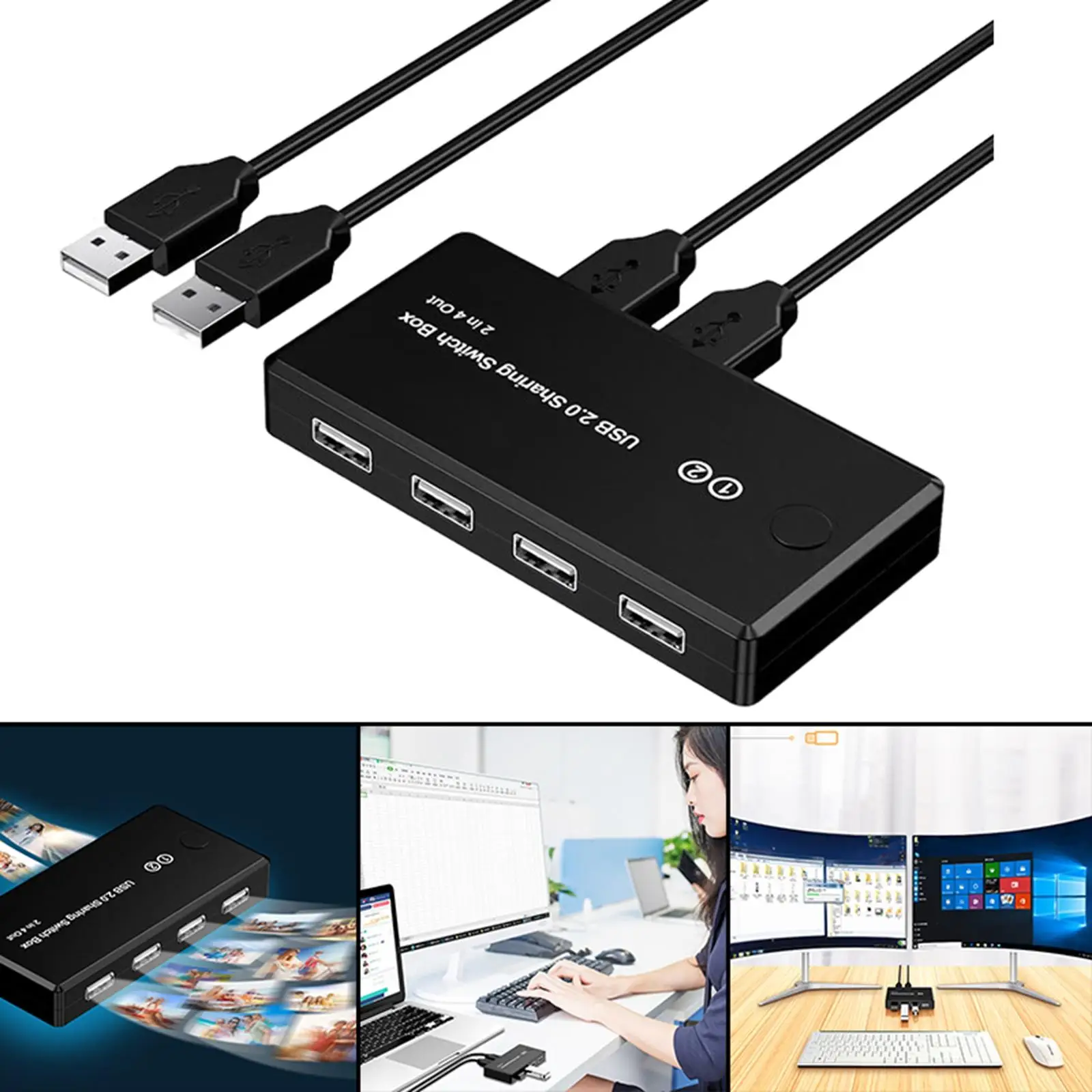 

USB Switch Selector, One Button Swapping USB Sharing Switch for Scanner Keyboard
