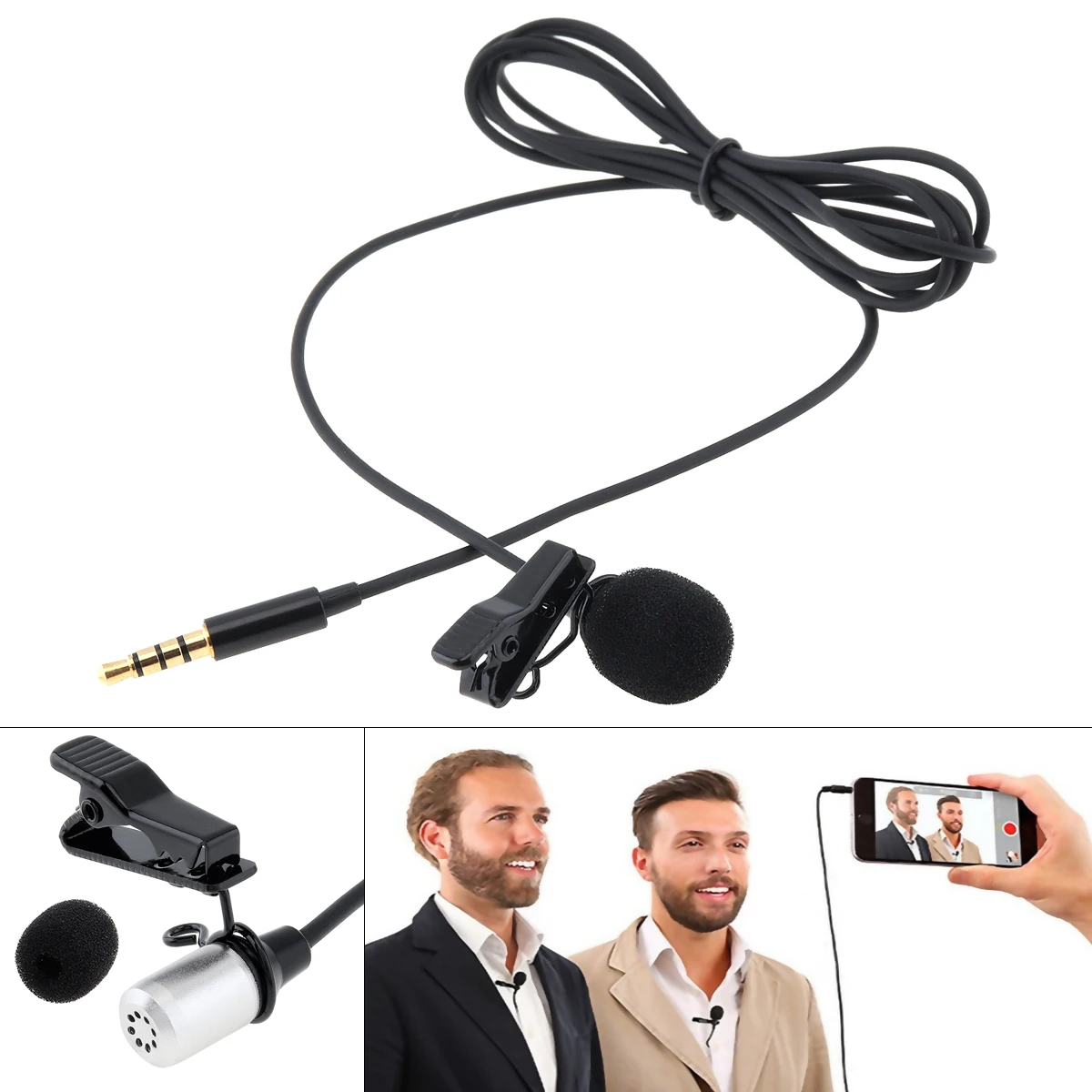 

.5MM Mini Headsets Microphone Suit Clip-on Lapel Computer Phone Mic Condenser Microphone for Recording / Speaking / Lectures