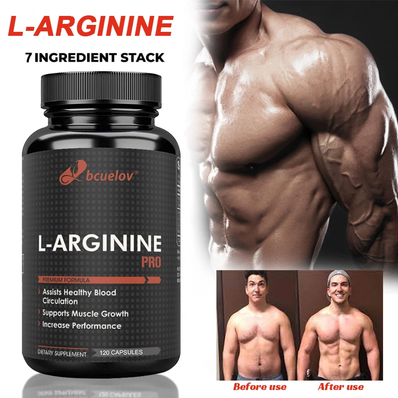 

L-Arginine, Nitric Oxide, for Muscle Growth Powerful Booster - L-Citrulline-Energy Booster - Increase Vitality and Muscle Mass
