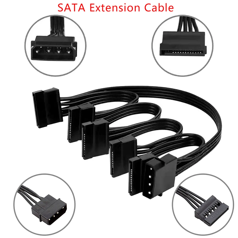 

4Pin 1 Male To 3/4/5/6 Female Splitter Adapter SATA Power Hard Disk Extension Hard Drive Cable