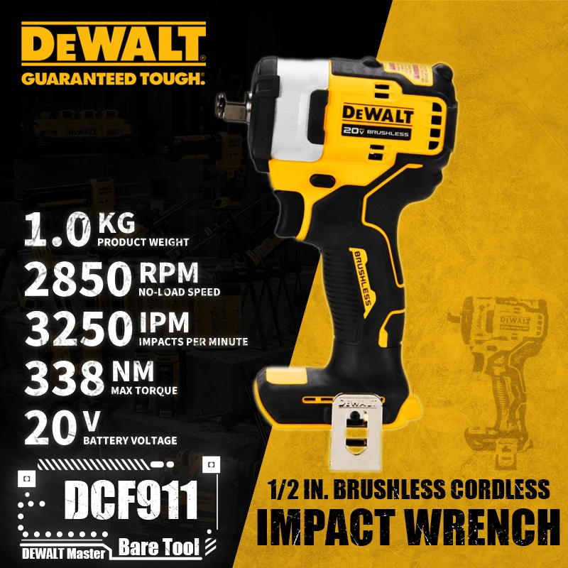 

DEWALT DCF911 1/2 дюймов. Бесщеточный беспроводной ударный гайковерт с кольцевой наковальней 20 в литиевый Электроинструмент 3250IPM 338NM Чистый инструмент