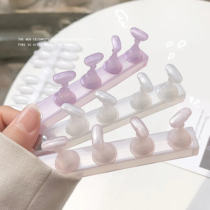 

5Pcs Strong Magnetic False Nail Tips Practice Training Stand Holder Base Aurora Acrylic Nail Art Polish Display Manicure Tools