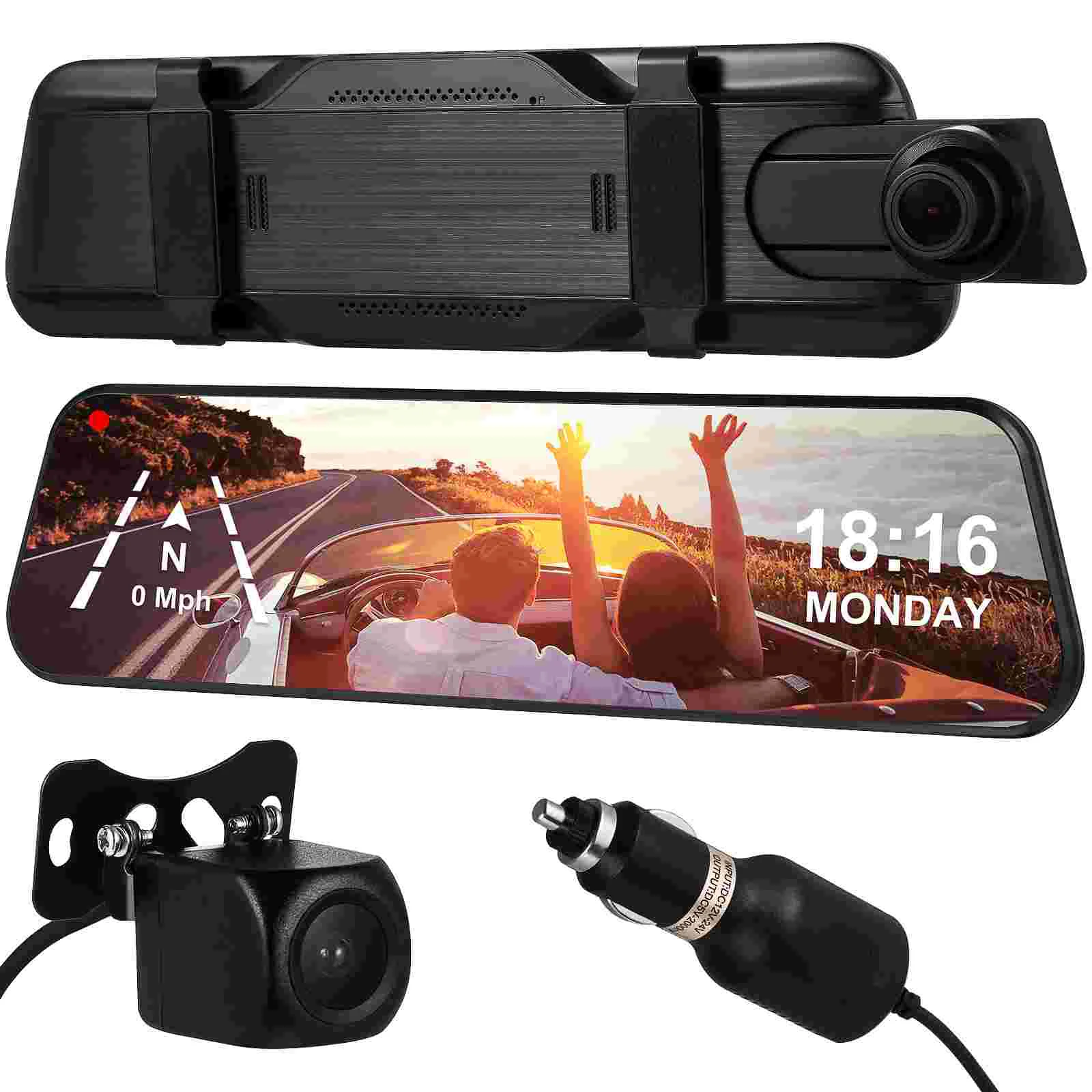 

Car Mirror Dash Cameras For Vehicles Front Rear And Inside Dual Lens Driving Recorder Full Screen View Abs Reverse