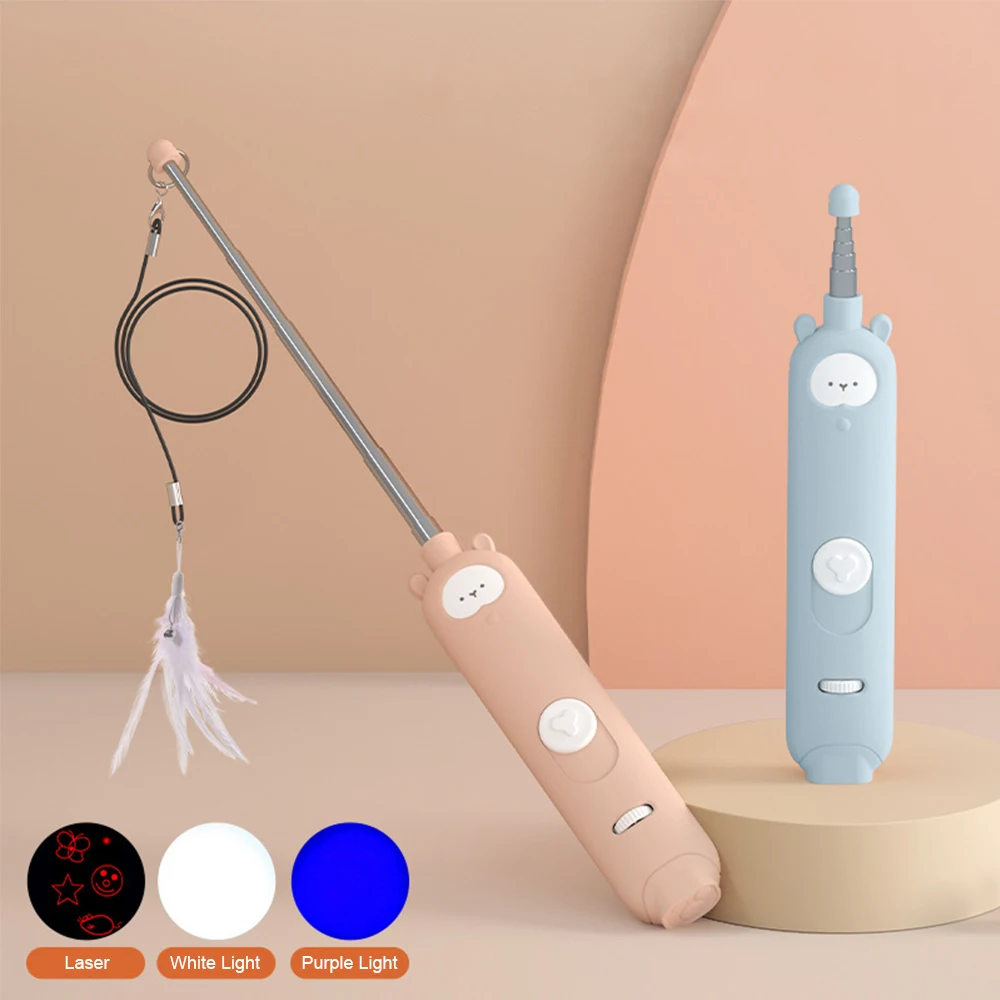 

Interactive Pet Cat Laser Toy Presentation Pen USB Charging Retractable Funny Cat Stick Toy for Kitten Playing Teaser Wand Toy