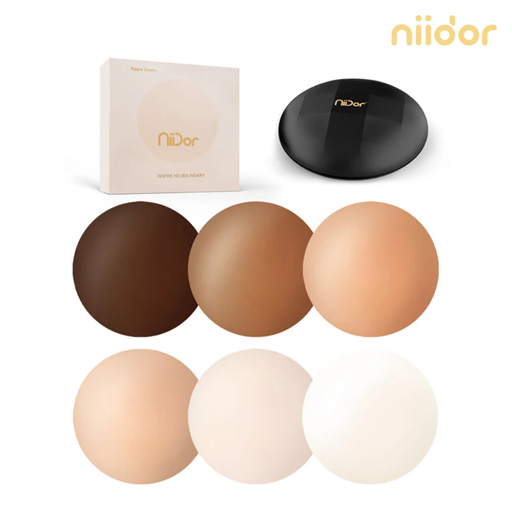 Niidor Skin Colors Natural Silicone Nipple Covers Ultra Thin Invisible Adhesive Bra for Women Reusable Breast 6 Colors Boob Tape