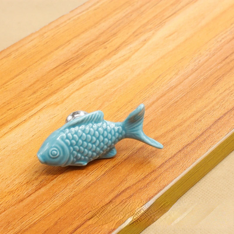 63 мм детские ручки для ящиков в форме рыбы, керамические ручки для детской комнаты, ручки для кухонного шкафа, ручки для шкафа, мебельная фурнитура