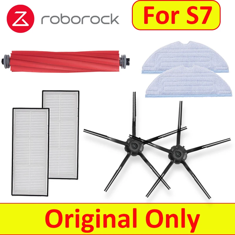 

Аксессуары Roborock S7, Оригинальная Ткань для швабры, боковой ролик, основная щетка, фильтр, пылесборник Roborock S7, аксессуары, робот-пылесос