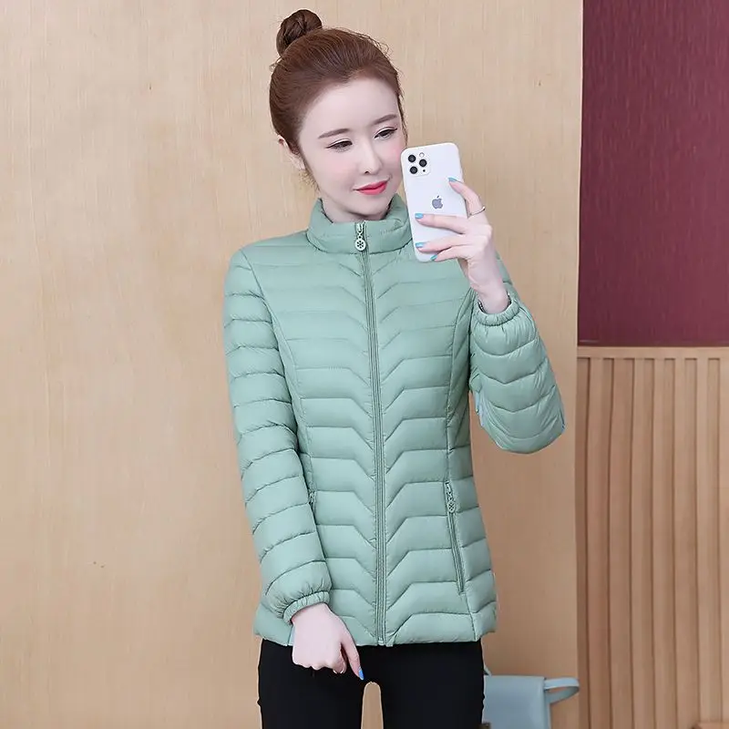 Winter Parka Ultralight Padded Puffer Jacket for Women Coat Stand Collar Outdoor Warm Lightweight Outwear Zipper Pockets S71
