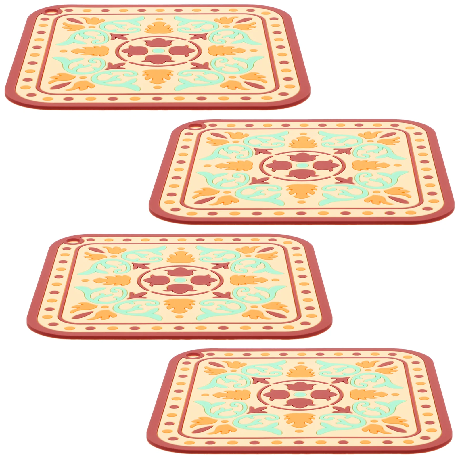 

Placemats Table Mats Pvc Decorative Floral Resistant Heat Dinner Dish Dining Placemat Vinyl Coasters Mandala Square Wipeable