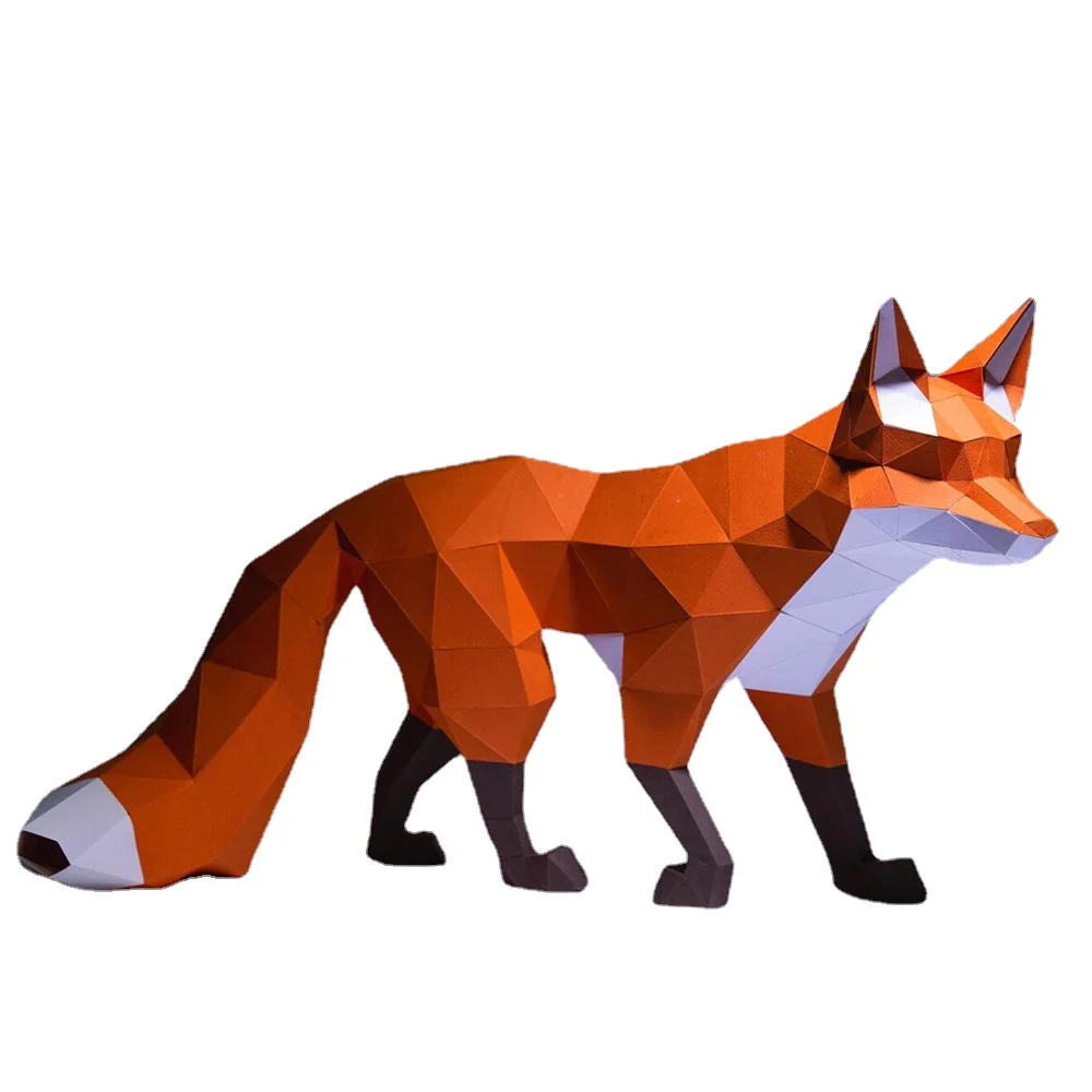

3d Paper Model 68cm Fox Animal Model Handmade Model Room Decoration Three-dimensional Ornaments Paper Crafts Origami Toys Gifts