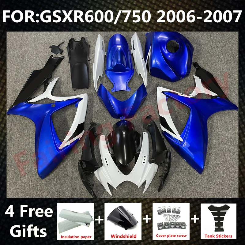 

NEW ABS Motorcycle Whole Fairing kit fit for GSXR600 750 06 07 GSXR 600 GSX-R750 K6 2006 2007 full Fairings kits set blue black