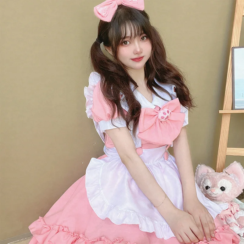 

HAYA New Japan Cute Girl Lolita Uniform Lolita Soft Girl Skirt Pink Bow Alice Cosplay Anime Wonderland Women Dress Lolita Dress