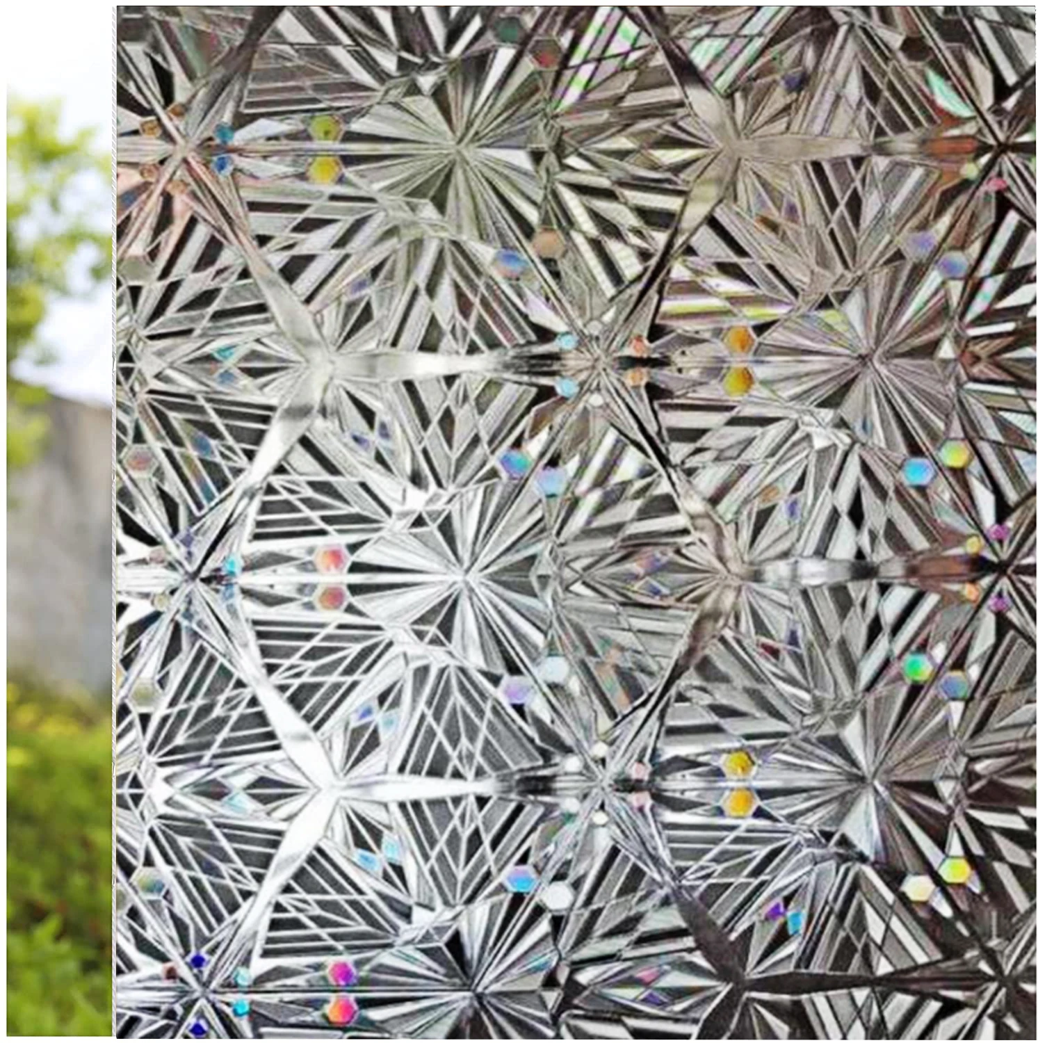 Оконная пленка LUCKYYJ конфиденциальность, антиуф 3D статическое Приклеивание Декор оконные наклейки, Радужный эффект оконная наклейка Съемная виниловая стеклянная пленка