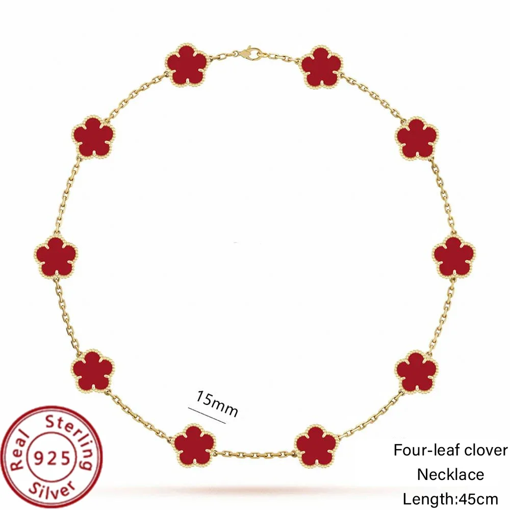 High Quality Luxury 2024 Trendy S925 Silver Four-Leaf Clover VCA Necklace Exuding Elegance & Sophistication at an Unbeatable Pr
