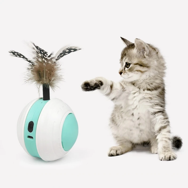 

Interactive Cats Toy Electric Balls Feather Teaser for Indoor Cats USB Charging