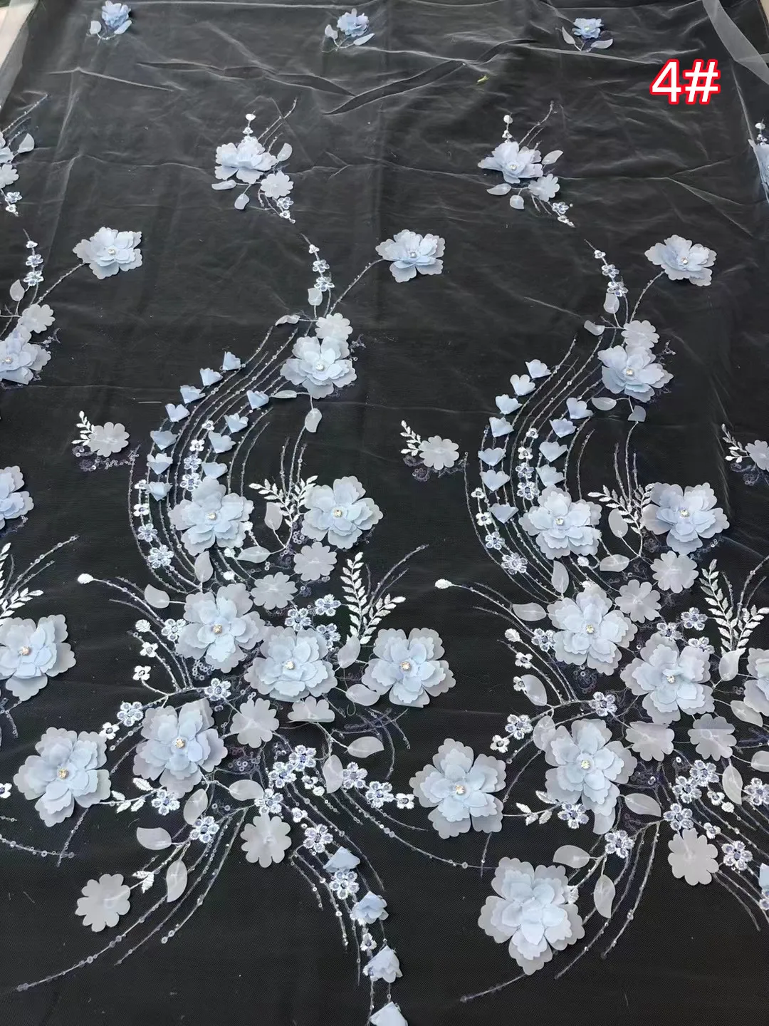 

Luxury Sheer Mesh 3D Appliqué Beads, Lace Embroidery Beads Tube Sequins Elegant Ladies Clothing Wedding Dresses