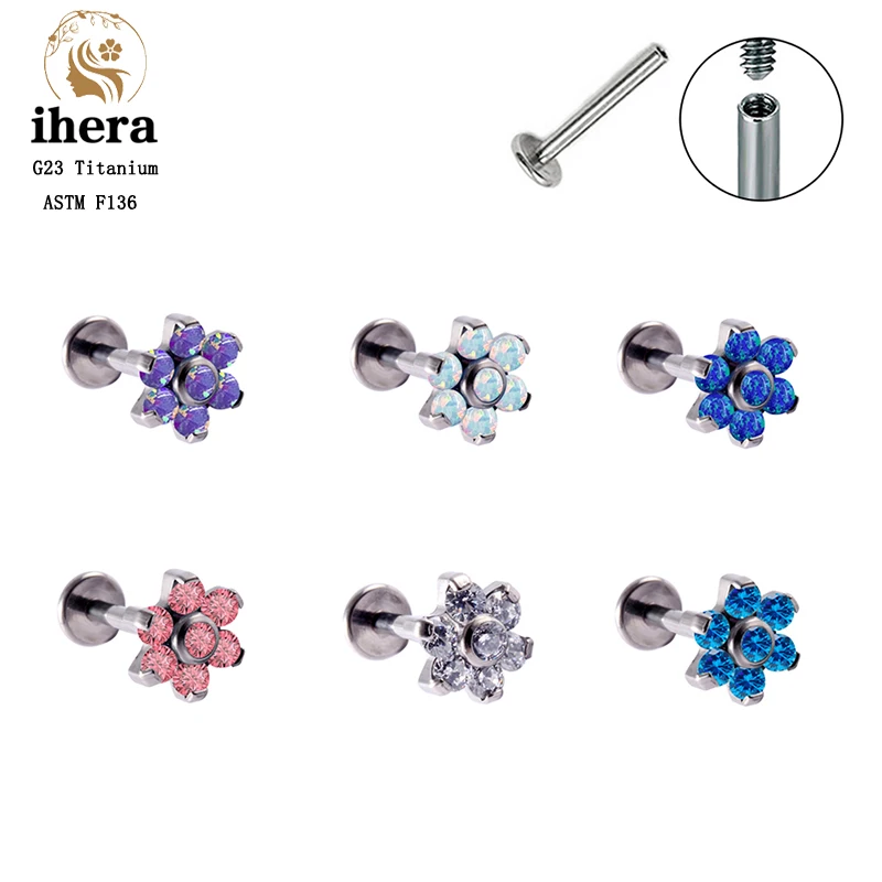 G23 Titanium Opal Flower Piercing Stud Earrings Labret ASTM F136 16G Lip Stud Ear Tragus Cartilage Piercing Women Body Jewelry
G23 Titanium Opal Flower Piercing Stud Earrings Labret ASTM F136 16G Lip Stud Ear Tragus Cartilage Piercing Women Body Jewelry