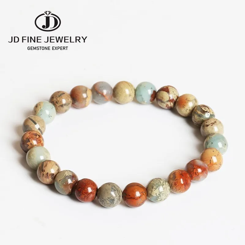 

JD Natural Shoushan Stone Beaded Bracelet Women Men 6 8 10 12mm Round Bead Energy Yoga Charm Jewelry Handmade Girl Jewelry Gifts