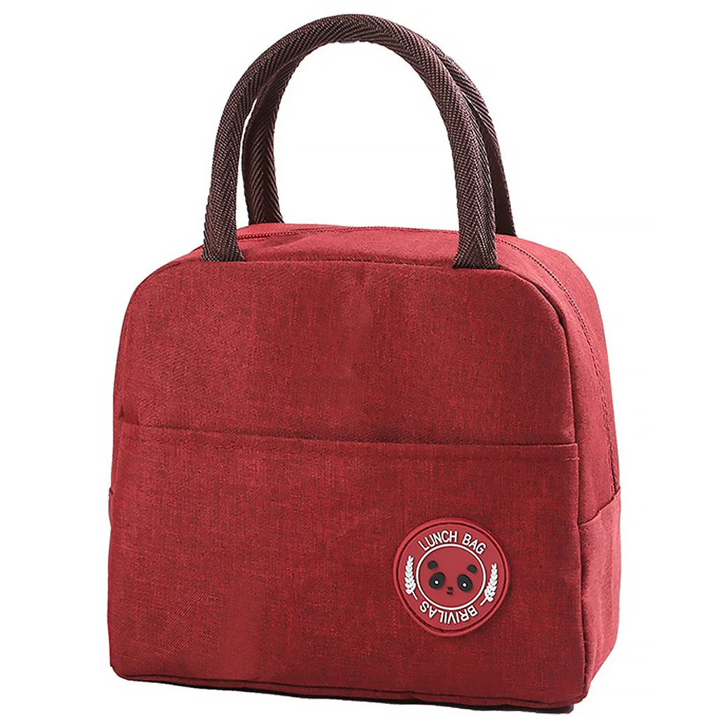 

Portable Lunch Bag Insulated Lunch Box Cationic Waterproof Drinks Snacks Picnic Handbag Cooler Tote, Rose Red