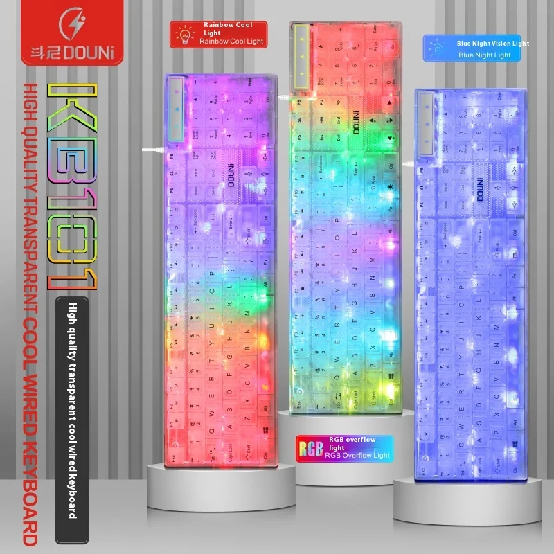 Новая проводная клавиатура Kb101 прозрачная механическая сенсорная красочная RGB