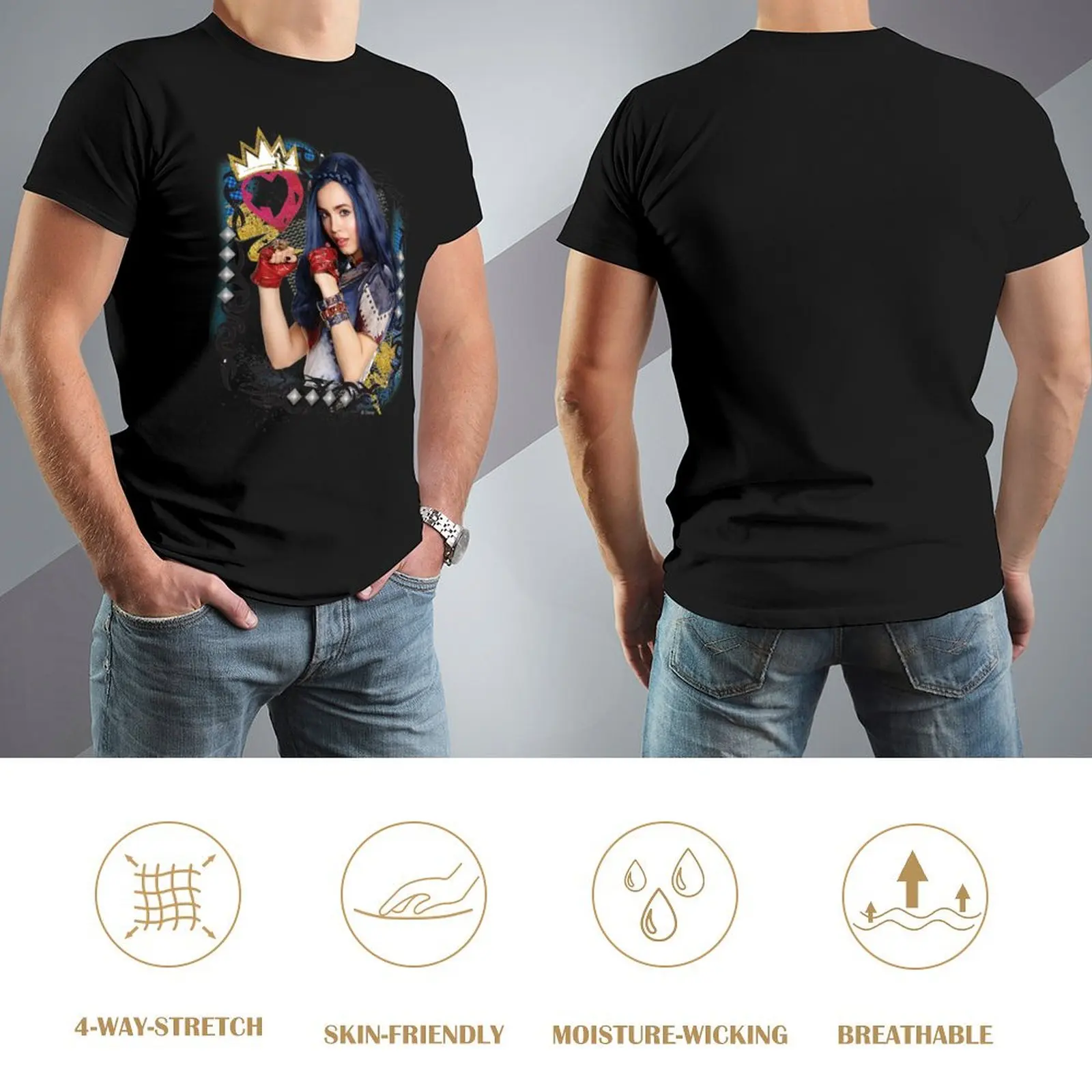 Футболка Наследники Evie Attitude is Everything летняя одежда уличная мужские футболки