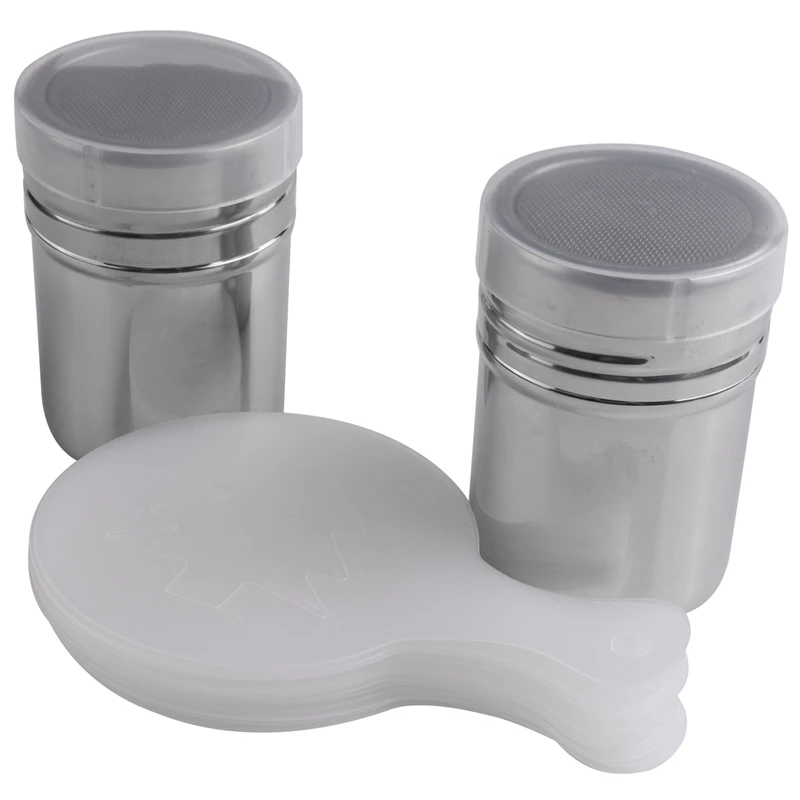 

2 Pieces Stainless Steel Dredders And Coffee Cinnamon Power Powder Shaker Can With Hole Or Lid