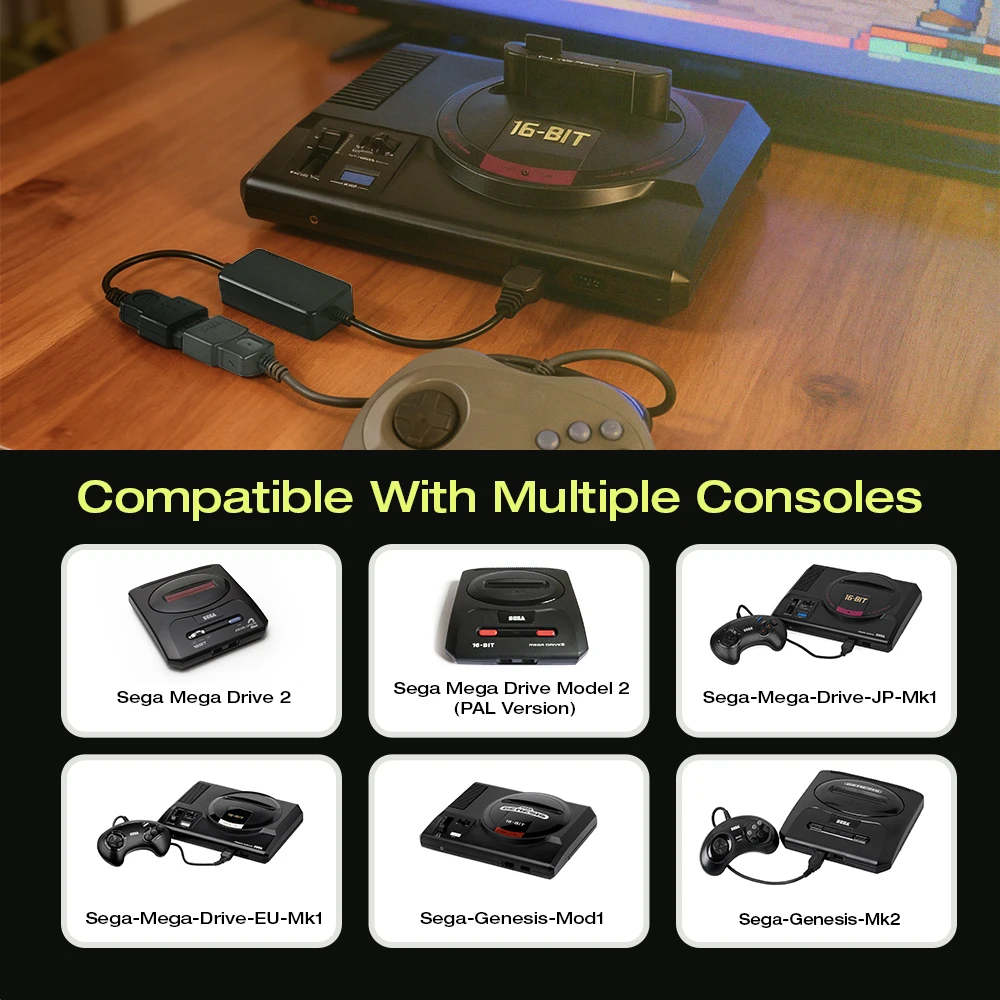 Фото Конвертер контроллера SS в MD для игровой консоли SEGA Mega Drive/Genesis с поддержкой Rapid Fire Mode 3-кнопочный/6-кнопочный переключатель №3