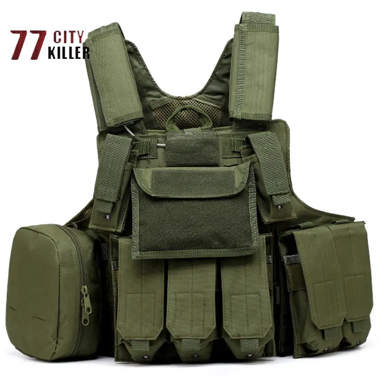 77City Kille Outdoor Combat Tactical Vest  Field Cs Military Fans Combat Ghost Amphibious Tactics Vest Camouflage Multi-function