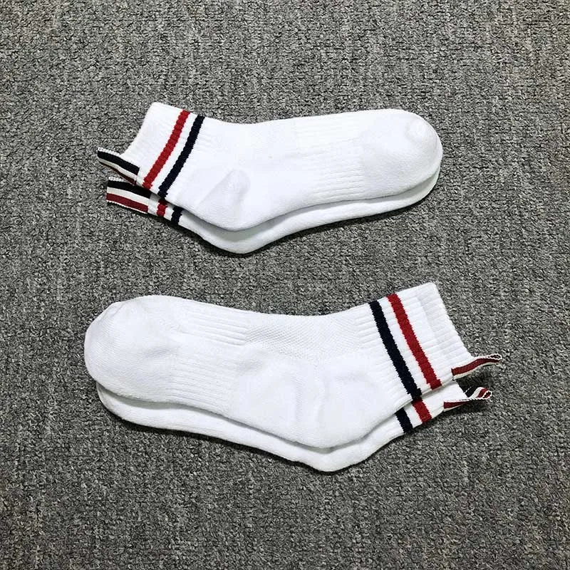 

TB THOM Men's Cotton Socks 1Pair Comfortable Breathable High Quality Boat Socks Fashion Brand Classic Striped Male Ankle Socks