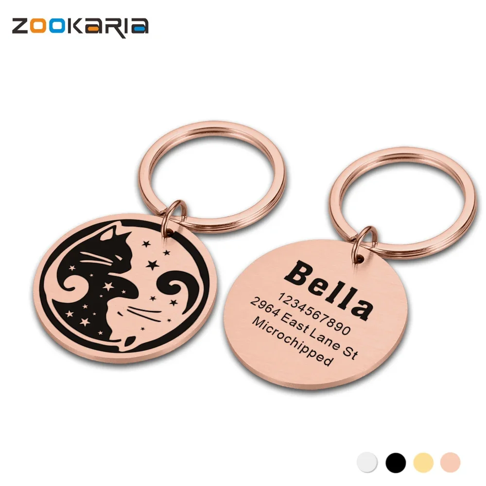 

Pet ID Tags Personalized Name Plate Anti-lost Free Engraved Collar Round Pendant Accessories Custom Dog ID Name Dropshipping